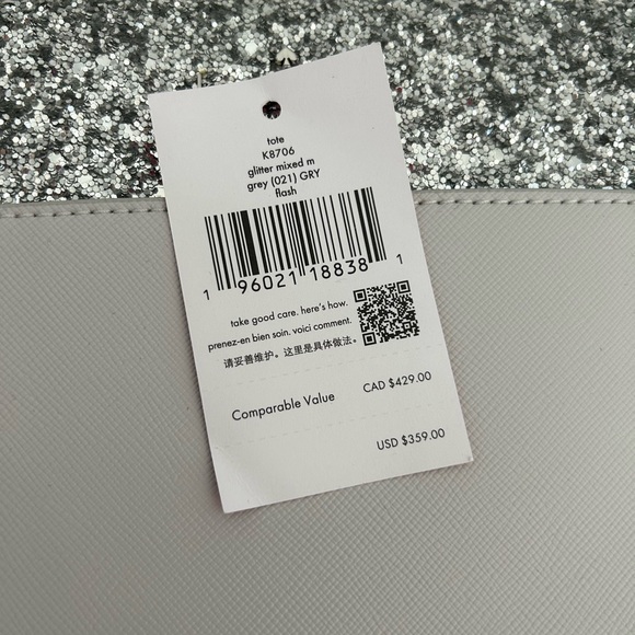 Kate Spade Flash Tote in Grey w silver glitter - Picture 8 of 9